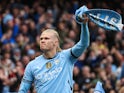 Manchester City's Erling Haaland celebrates scoring on September 22, 2024