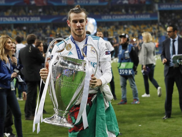 Real Madrid's Gareth Bale with the Champions League trophy on May 26, 2018