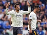 Everton's Iliman Ndiaye celebrates scoring against Leicester City on September 21, 2024