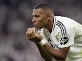 Kylian Mbappe of Real Madrid CF celebrates after scoring on September 17, 2024