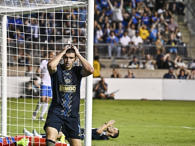 Philadelphia Union strike Mikael Uhre reacts to a missed opportunity on August 4, 2024