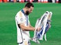 Real Madrid's Nacho Fernandez with the Champions League trophy on June 1, 2024