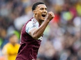 Aston Villa's Ollie Watkins celebrates scoring against Wolverhampton Wanderers on September 21, 2024