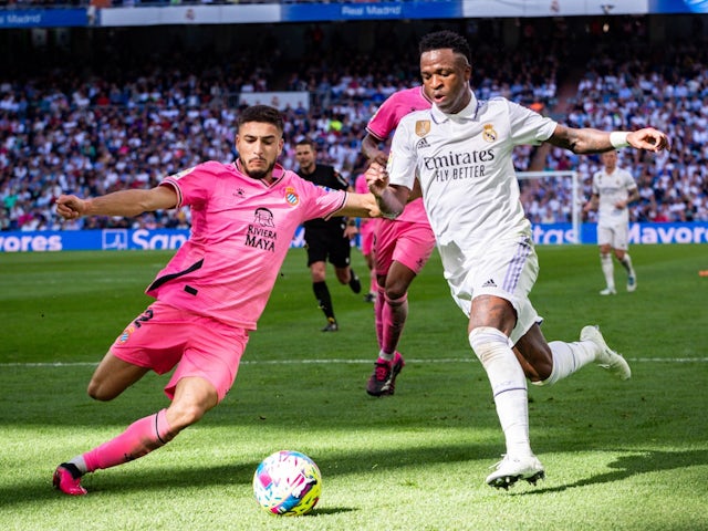 Real Madrid's Vinicius Junior in action against Espanyol on March 11, 2023