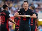 Barcelona's Robert Lewandowski celebrates scoring on September 22, 2024