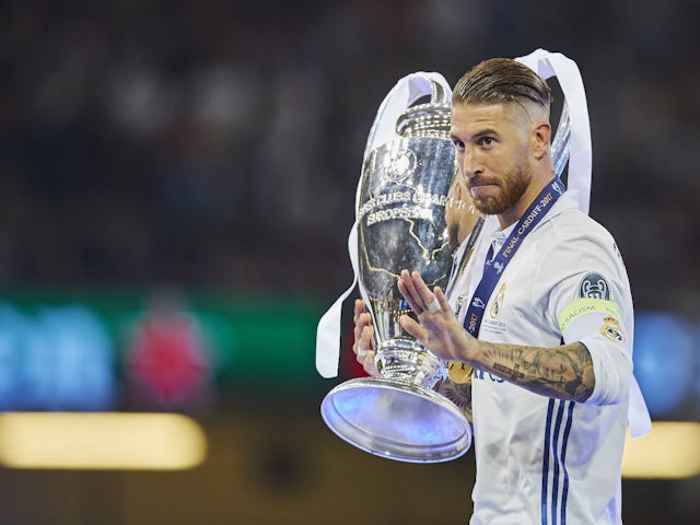 Real Madrid's Sergio Ramos with the Champions League trophy on June 3, 2017