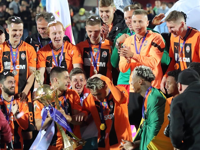 Shakhtar Donetsk celebrate winning the Ukrainian Cup in May 2024