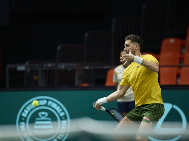 Thanasi Kokkinakis in action during the Davies Cup Finals on September 12, 2024.