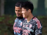 Arsenal's William Saliba and Takehiro Tomiyasu pictured on September 7, 2022