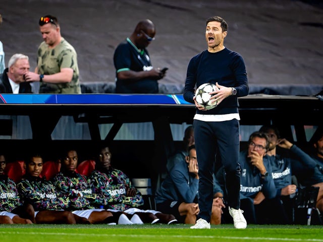 Bayer Leverkusen boss Xabi Alonso during his side's Champions League match against Feyenoord on September 19, 2024