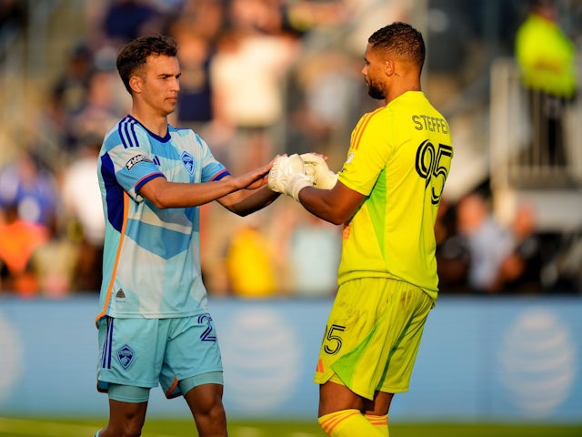 Zack Steffen and Cole Bassett of the Colorado Rapids, pictured on August 25, 2024