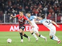 Tomas Cuello of Athletico Paranaense in action against Racing Club on September 19, 2024