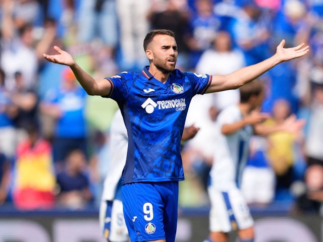 Getafe's Borja Mayoral celebrates a goal on September 22, 2024