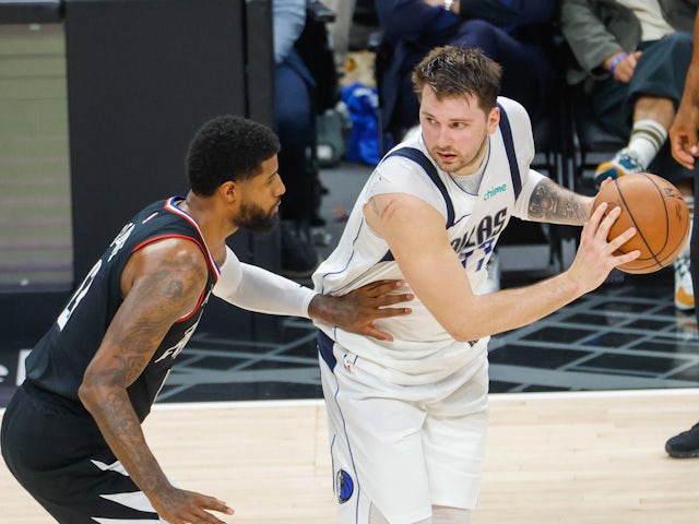 Dallas Mavericks Luka Doncic 77 September 24, 2024 Los Angeles Clippers guarded by Paul George