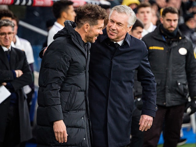 Atletico Madrid boss Diego Simeone and Real Madrid manager Carlo Ancelotti on February 25, 2023