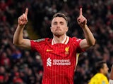 Liverpool's Diogo Jota celebrates scoring his second goal on September 25, 2024