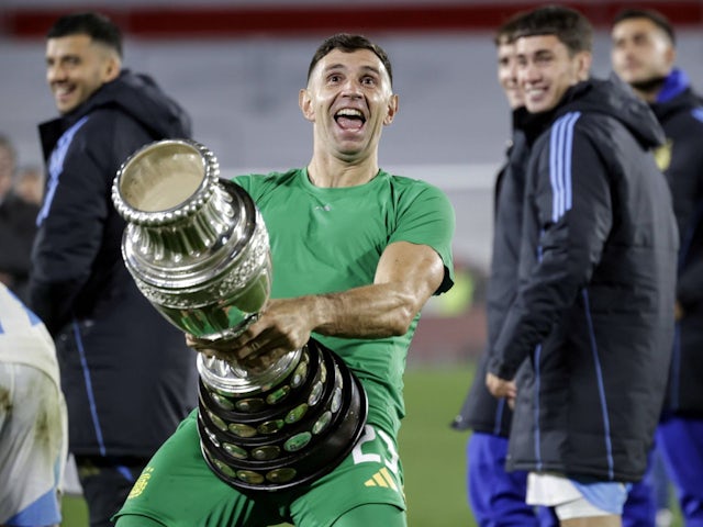 Argentina goalkeeper Emiliano Martinez after the game on September 5, 2024