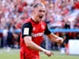 Bayer Leverkusen attacker Florian Wirtz celebrates scoring during his side's match against Wolfsburg on September 22, 2024