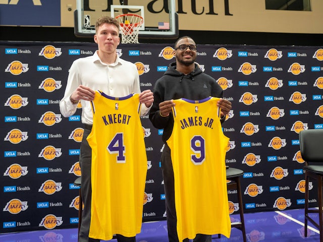 Los Angeles Lakers new draft picks, Bronny James (R), Dalton Knecht (L)  on September 24, 2024