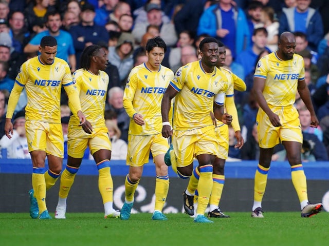 Crystal Palace's Marc Guehi celebrates scoring the opening goal on September 28, 2024