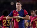 Barcelona's Robert Lewandowski celebrates after scoring on September 25, 2024