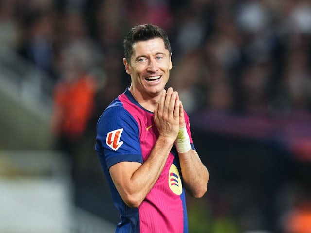 Barcelona's Robert Lewandowski in action on September 25, 2024