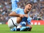 Manchester City' Rodri reacts after sustaining an injury on September 22, 2024