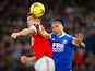 Arsenal's Granit Xhaka and Leicester City's Youri Tielemans battle for the ball on February 25, 2023