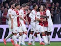 Ajax players celebrate Kian Fitz-Jim's goal on September 26, 2024