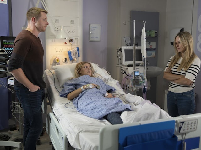 Daniel, Bethany and Sarah on Coronation Street on October 9, 2024