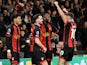 Bournemouth players celebrate Antoine Semenyo's goal on September 30, 2024