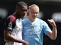 Manchester City's Erling Haaland and Fulham's Issa Diop on May 11, 2024