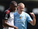 Manchester City's Erling Haaland and Fulham's Issa Diop on May 11, 2024