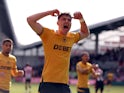 Wolverhampton Wanderers' Jacob Bruun Larsen celebrates scoring on October 5, 2024