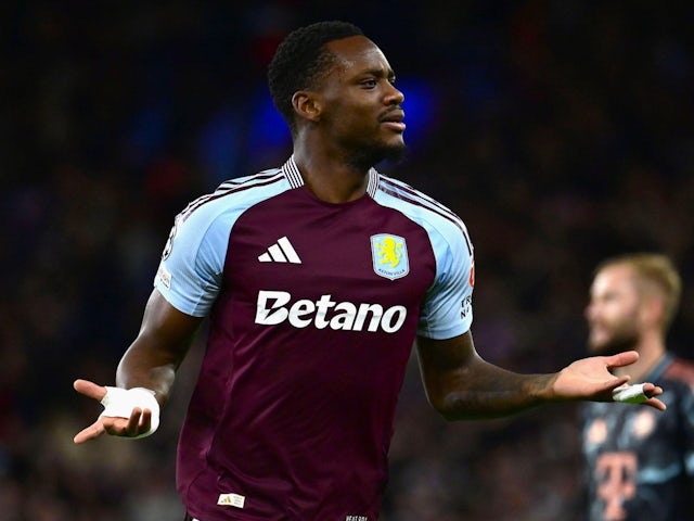 Aston Villa's Jhon Duran celebrates scoring their first goal on October 2, 2024