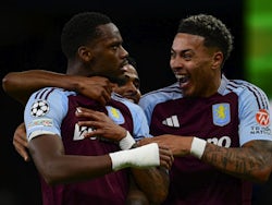 Aston Villa forward Jhon Duran celebrates goal against Bayern Munich on October 2, 2024.