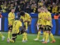 Karim Adeyemi celebrates with Borussia Dortmund teammates on October 1, 2024