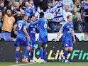 Facundo Buonanotte of Leicester City celebrates after scoring against Bournemouth on October 5, 2024