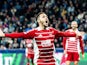  Mathias Pereira Lage celebrates a goal for Brest on October 1, 2024