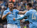 Manchester City's Mateo Kovacic celebrates scoring their second goal with Phil Foden on October 5, 2024