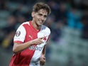 Slavia Prague's Mojmir Chytil celebrates on September 25, 2024