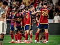 Real Salt Lake players celebrate after scoring a goal against Portland Timbers on September 21. 2024