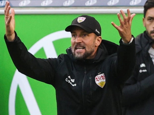 Stuttgart manager Sebastian Hoeness during his side's match against Wolfsburg, on September 28, 2024