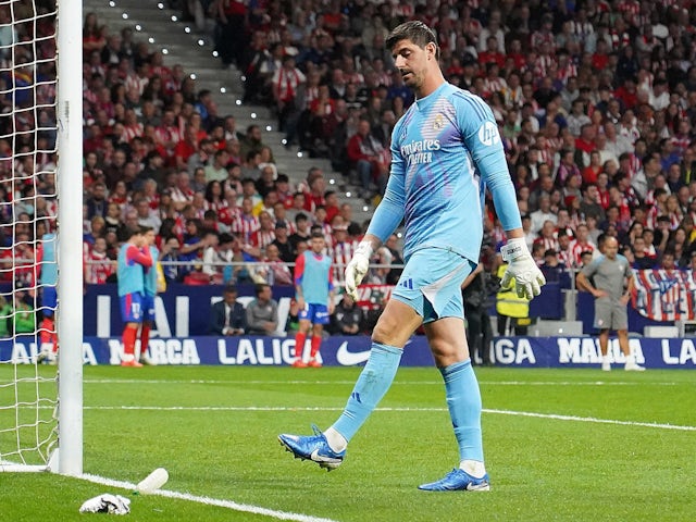 Real Madrid goalkeeper Thibaut Courtois during 1-1 draw with Atletico Madrid on September 2024.