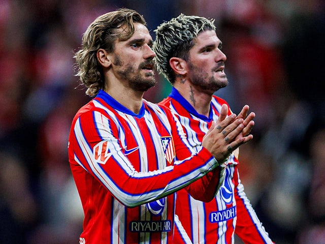 Antoine Griezmann and Rodrigo De Paul of Atletico Madrid on September 29, 2024