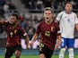 Belgium's Leandro Trossard celebrates scoring against Italy on October 10, 2024