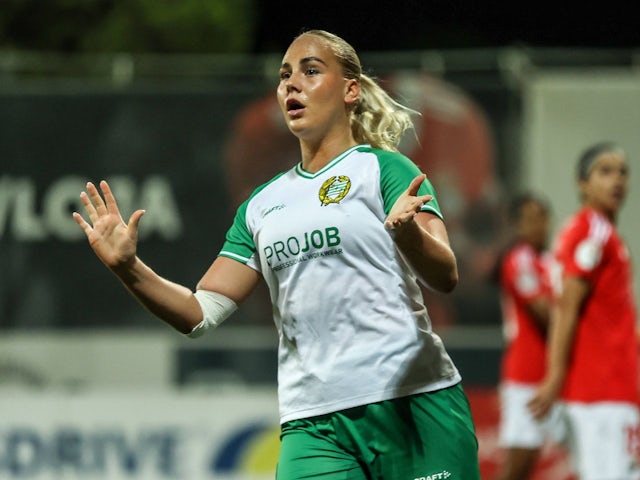 Hammarby Women's Cathinka Tandberg reacts on September 25, 2024