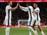 England's Harry Kane, Noni Madueke and Trent Alexander-Arnold celebrate on September 10, 2024