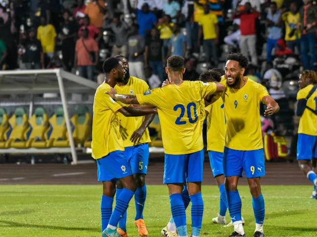 Gabon celebrate against Gambia in a 2026 FIFA World Cup Qualifier on June 11, 2024