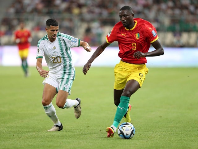 Serhou Guirassy of Guinea in action against Algeria on  June 6, 2024